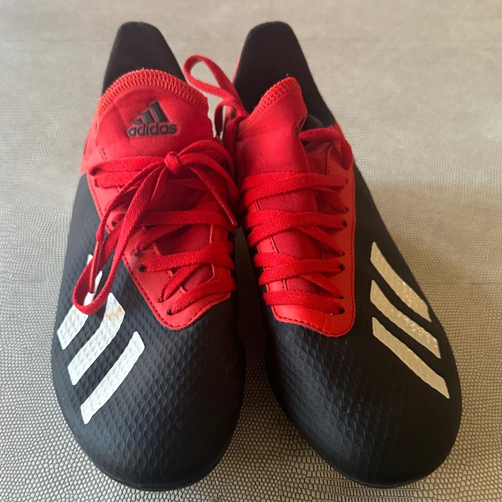 Adidas Red and Black Soccer Shoes with White Accents